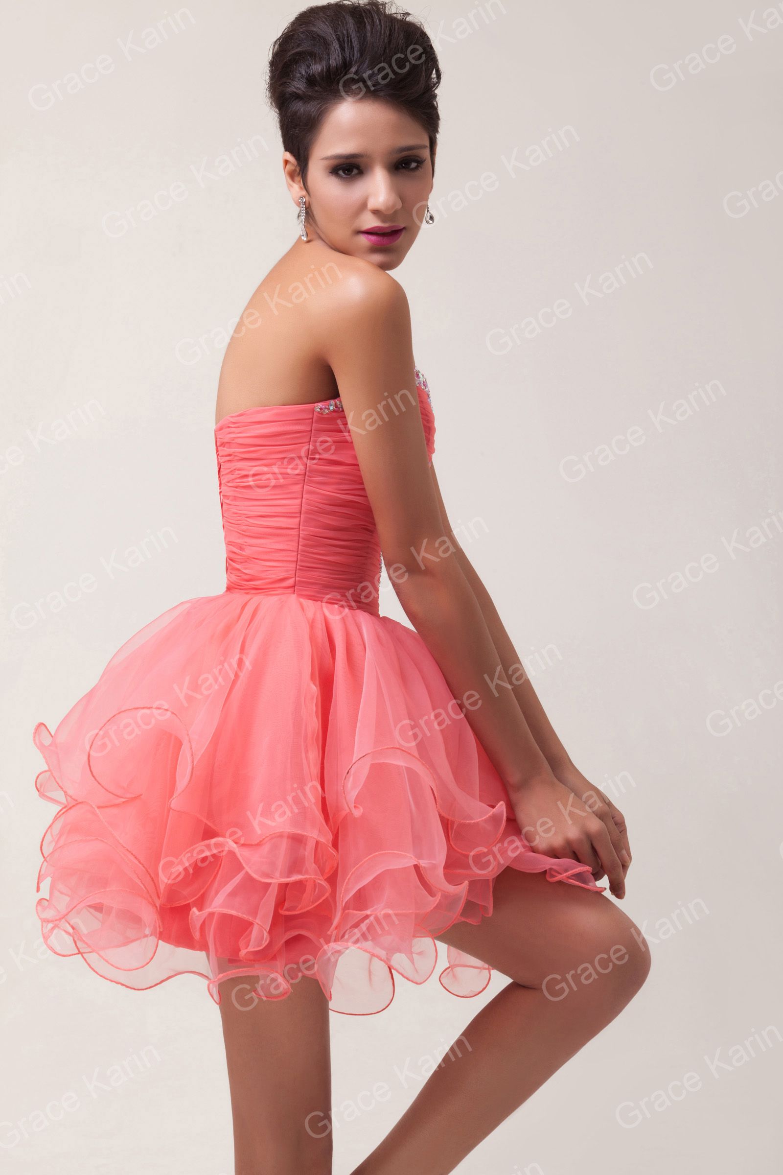 Grace Karin 2016 Stock Mini Sequins Short Mini Party Evening Dress