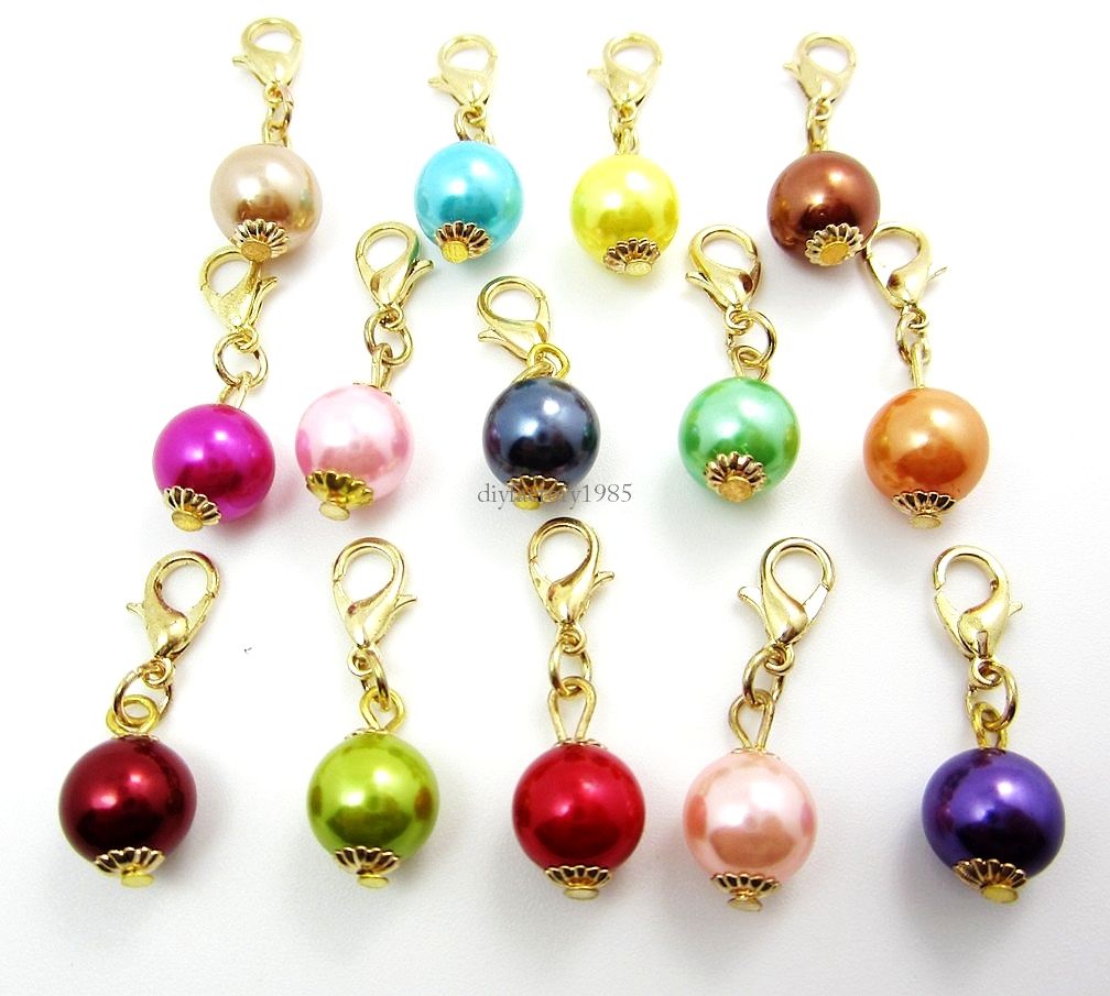 Fashion Charms 20pcs Pearl Dangles Necklace Pendants Fit Floating Charm Origami Owl Locket With Lobster Clasp Lsfe0220