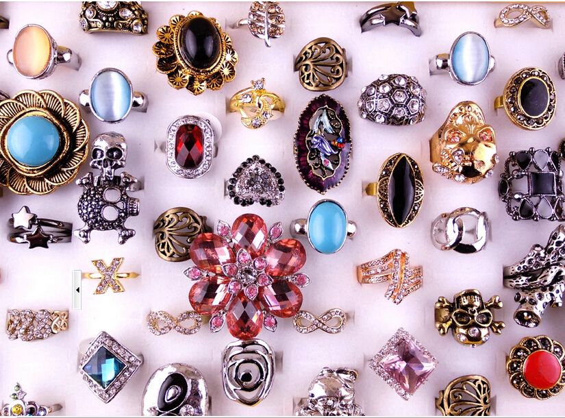 

Fashion Crystal Adjustable Open Band Rings For DIY Craft Jewelry Gift 50pcs/lot Mix Style RI7