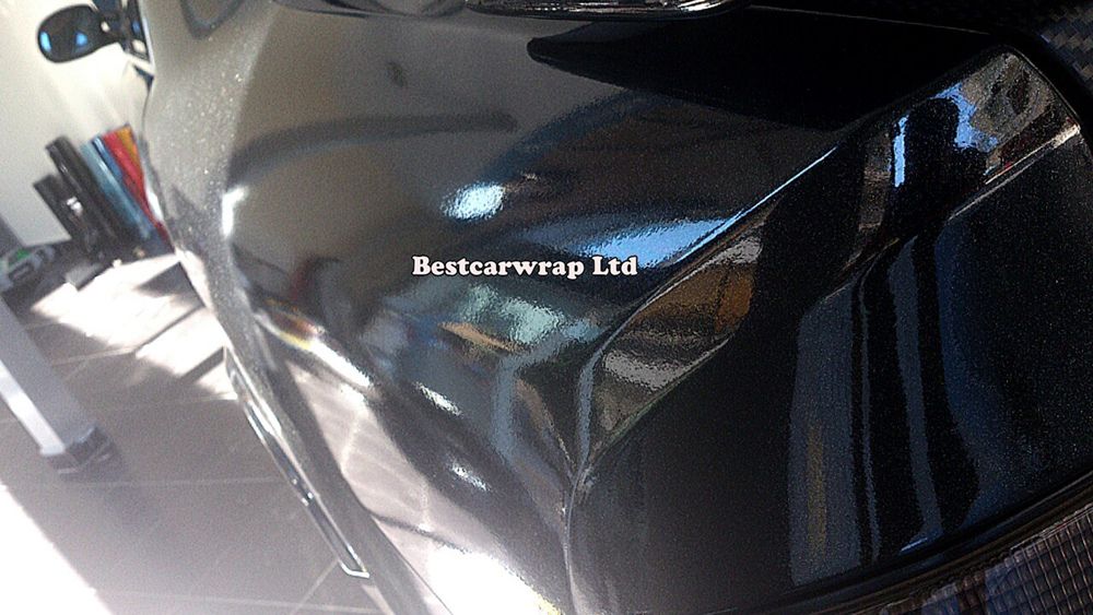 Zwart glanzende glitter vinyl Metallic Gloss Car Wrapping Film met luchtbel vrije maat 1.52x20m/roll