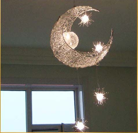 Moon Star Children Child Kid Pendant Lamp LED Chandelier Ceiling Light Bedroom