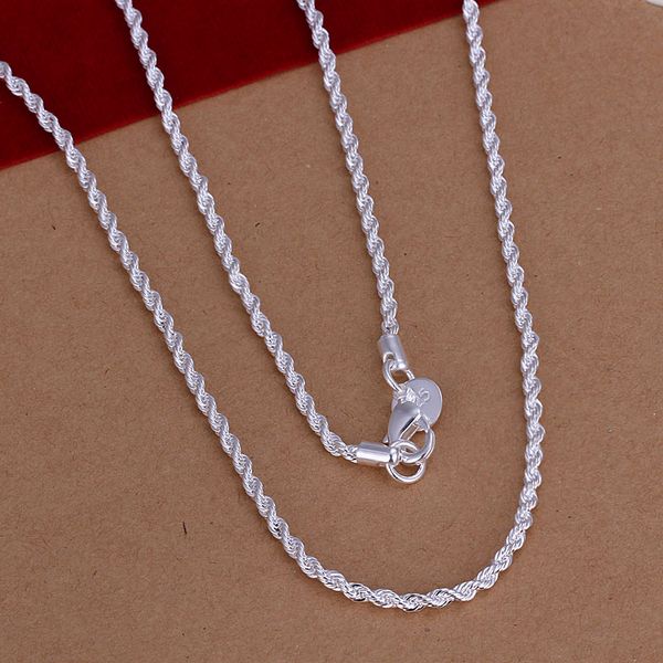 Mélangeur 16 '' 18 '' 20 '' 22 '' 24 '' Collier de chaînes de torsion de 2 mm à 2 mm 925 argent sterling