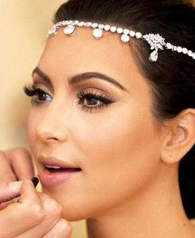 2019 2014 Kim Kardashian Bridal Veil Rhinestones Crystal Hair