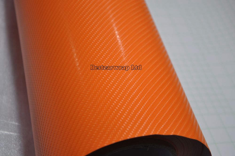 Pomarańczowy połysk 4D Węgla węglowego Winylu jak realistyczny folia z włókna węglowego do załącznika samochodowego bańka powietrza wolna pokrywa rozmiar skóry 1.52x30m 4.98x98ft