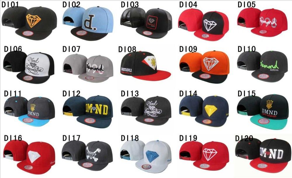 10 Styles Diamond 5 Panel Snapback Hats Classic Mens & Women Designer