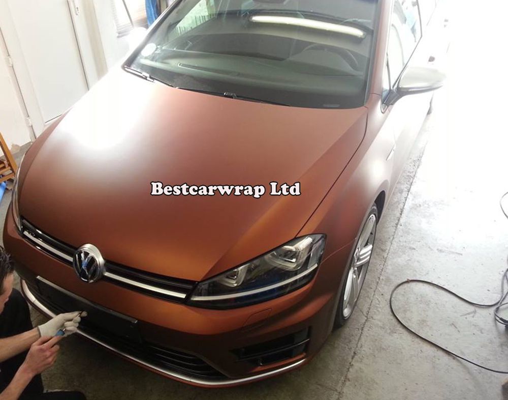 AUTOGOODY Satin Matte Orange Vinyl Wrap – 5ft X 10ft – Metallic Bubble Free Air Release