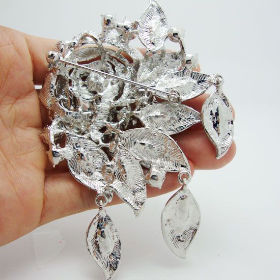 Cały - 2014 elegancki nowoczesny clear Crinestone Crystal Crystal Art Deco Flower Rose broszka w Pendant2668