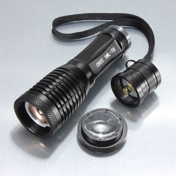 wholesale Alta potencia Negro Ultrafire 2000 lúmenes Zoom ajustable CREE XM-L T6 Linterna LED Antorcha Lámpara de luz para 18650 3 pilas AAA