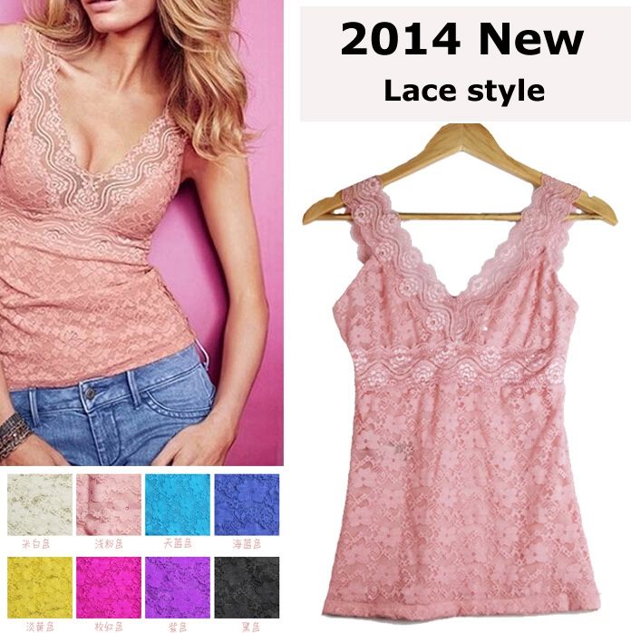 2014 New Style Summer Fashion Women Clothing Base Shirt Women's Lace Tanks Tops