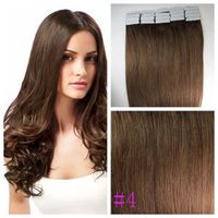 Wholesale - 18&#039;&#039; 20&quot; 3M Tape On Skin 4cm Width, 2g/pc 20pcs/40g/set 4# medium brown Straight Invisible Tape In/On Hair Extensions
