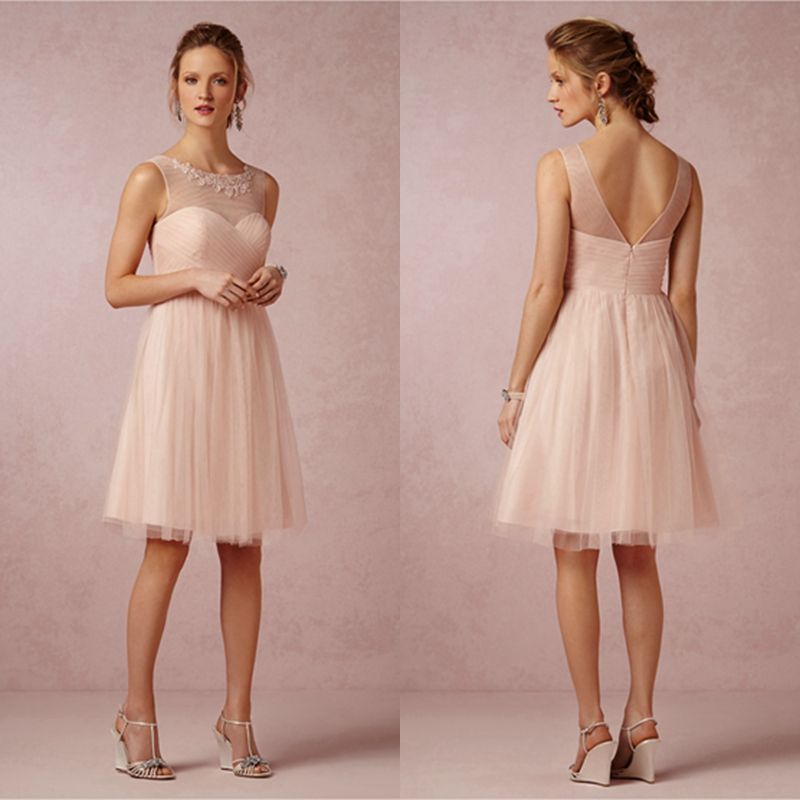 blush colored junior bridesmaid dresses