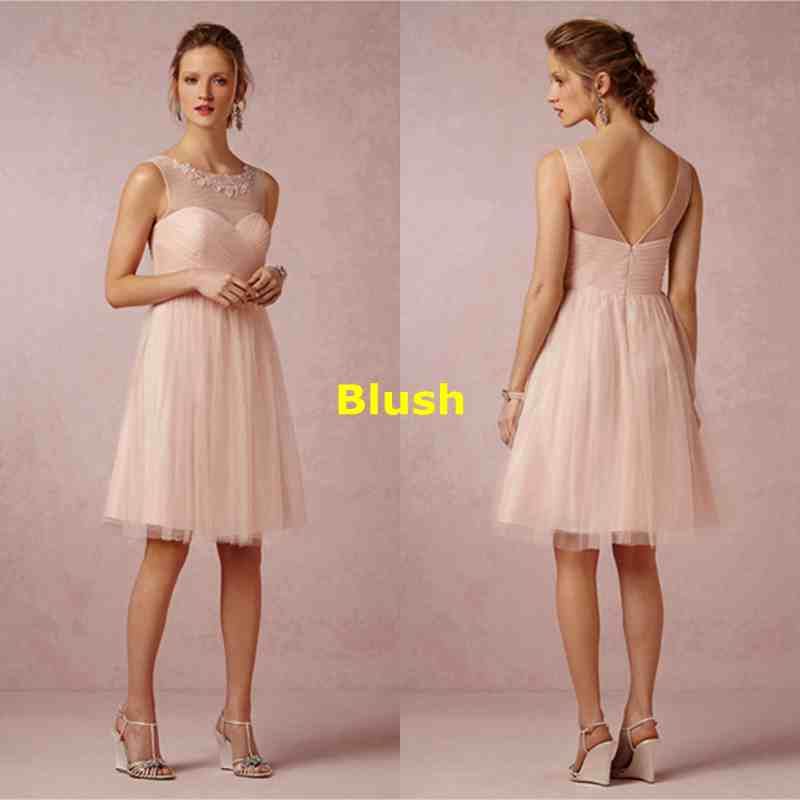 blush bridesmaid dresses short
