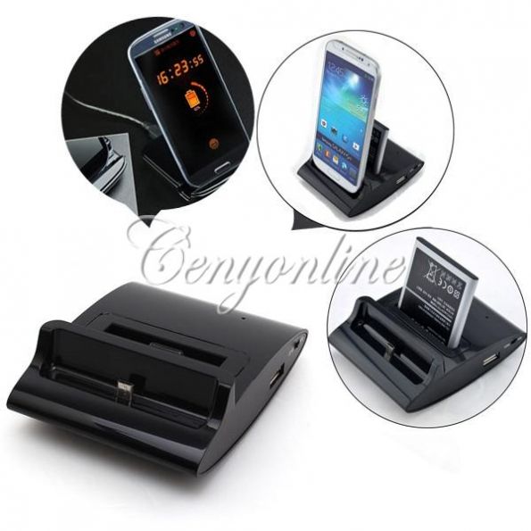 3in1 Otg Usb Dual Dock Battery Charger Cradle Station Data Sync
