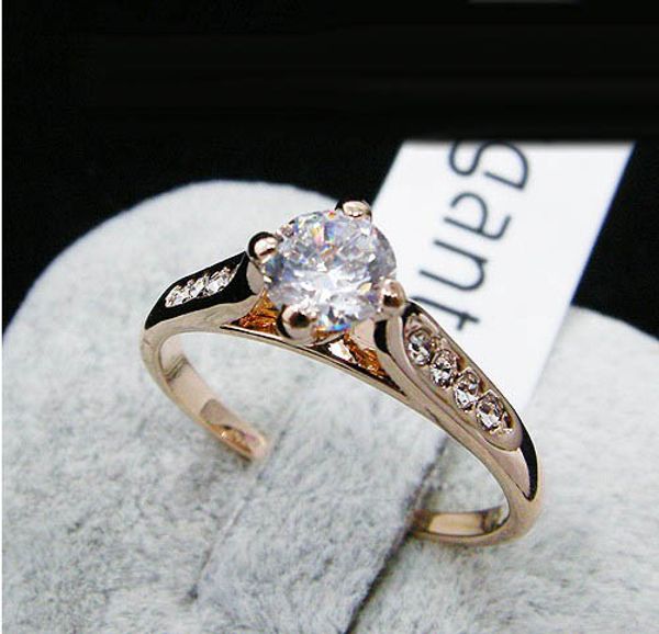 

Swarovski Кристалл обручальное кольцо с боковыми камнями, штампованные 18KGP золотое по