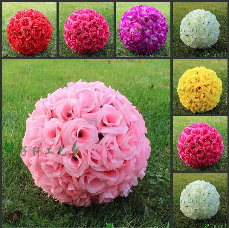 20 CM/8" Künstliche Verschlüsselung Rose Seidenblume Kissing Balls Hängende Kugel Weihnachtsschmuck Hochzeit Party Dekorationen