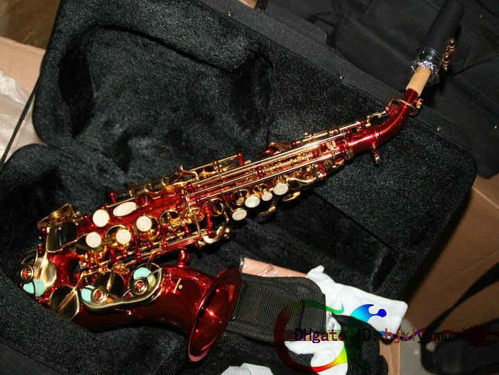 Red Small Curved Neck Soprano Saxophone With Case Woodwind From