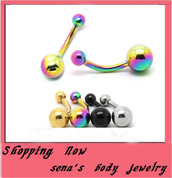 Hot Saling Navel Body Body Jewelry Belly Button Ball Bead Bar Stainless Steel Navel Belly Ring 4 Colors