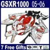 오토바이 페어링 키트 2005 SUZUKI GSXR 1000 K5 GSX-R1000 광택 플랫 블랙, 적색 불꽃 장식 세트 GSXR1000 05 06