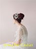 Grampo de cabelo de flor de cristal branco renda brilho folha grampo de cabelo acessórios para casamento tiaras de casamento acessível weddin8283345