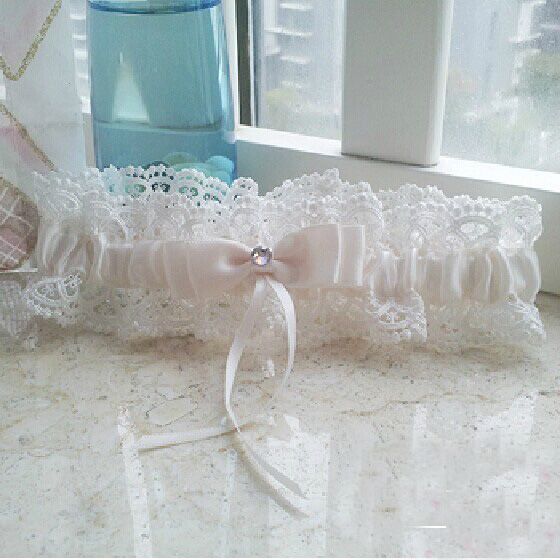 Moda nupcial vestido de noiva vestido formal lace bow liga suprimentos de casamento White Bride Garter