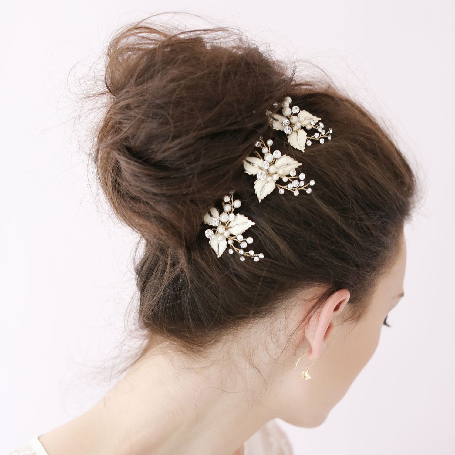 Petite Enamel Leaf Tiaras Bobby Pin Bridal Hair Accessories Pins