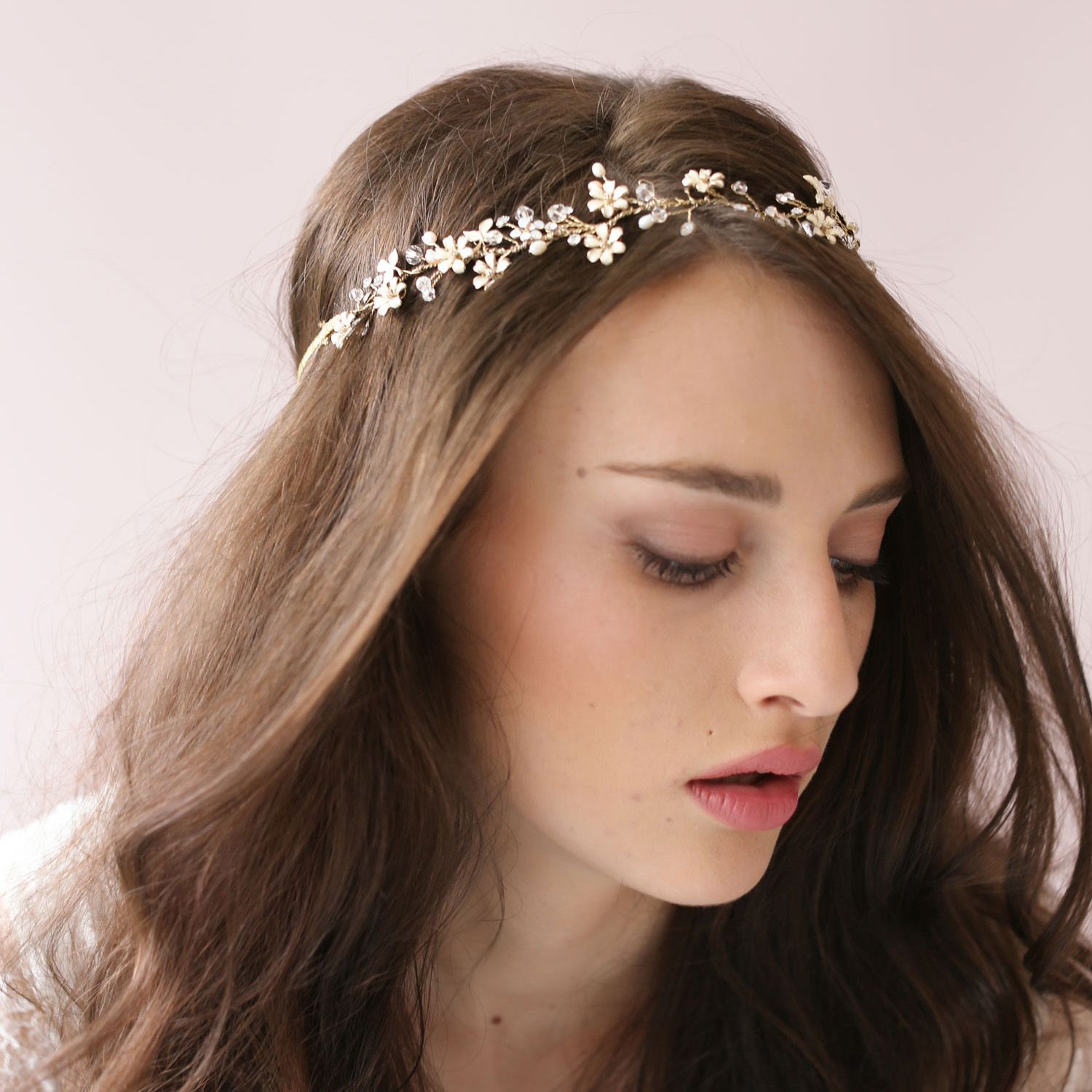 tiny enamel blossom crystal hair vine bridal hairband acessories wedding  headbands hair accessories headbands headpieces for weddings