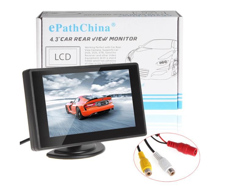 4,3-Zoll-Farb-TFT-LCD-Parkplatz-Auto-Rückfahrmonitor Auto-Backup-Monitor 4,3-Zoll-2-Video-Eingang für Rückfahrkamera-DVD