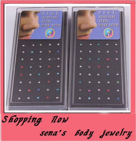 wholesale mixed Nose Studs body jewelry piercing Nose Rings 3 b0x 120pcs