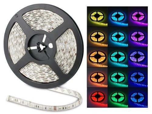 5 M 5050 SMD RGB Led Şerit Işık Su Geçirmez olmayan su geçirmez 300 LEDs / Rulo 44 tuşları IR Uzaktan Kumanda 12 V 5A Güç Kaynağı Adaptörü Tak