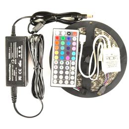 5M 5050 SMD RGB Led Strip Light Waterproof non-waterproof 300 LEDs/Roll 44 keys IR Remote Controller 12V 5A Power Supply Adapter Plug