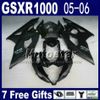 2006年2006年鈴木GSXR 1000 K5 GSX-R1000高品質光沢のある黒のフェアリゾートキットGSXR1000 05 06 7ギフトND94
