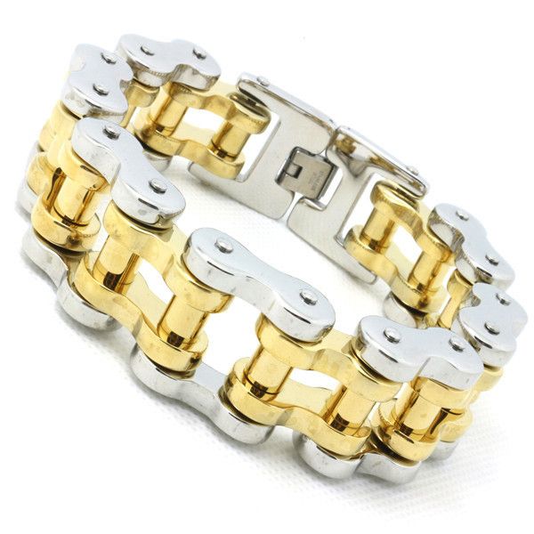 194 g zware 18K gouden fiets keten cool man armband 316L roestvrijstalen hot fietser stijl topkwaliteit ontwerp armband