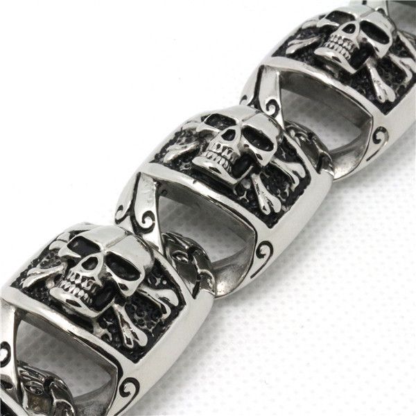 146g Top Qualité Style Gothique Crâne Bracelet En Acier Inoxydable 316L Chaude Biker Punk Crâne De Mode Cadeau Conception Bracelet