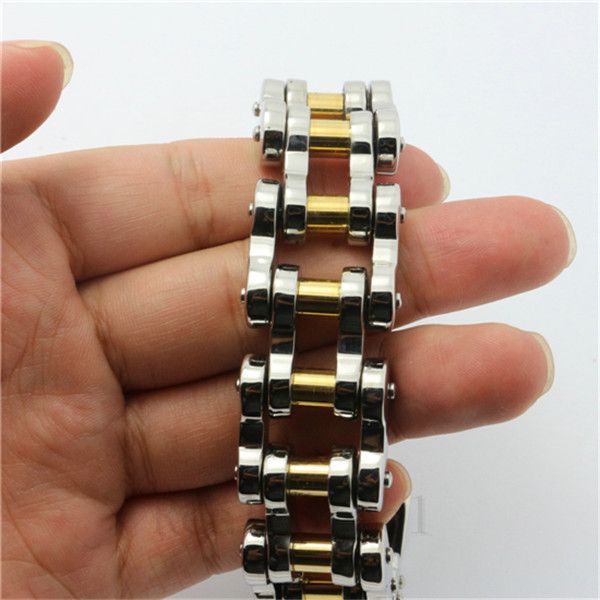 25cm 241g HugeVeavy Mäns Biker 18 Guld Silver Polering Kedja Kyl Cykel Armband 316L Rostfritt Stål Bangle Charm Ny gåva