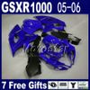 Free custom fairing kit for SUZUKI GSXR 1000 K5 GSX-R1000 glossy flat black green fairings kits 2005 2006 GSXR1000 05 06