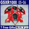 Gratis Custom Fairing Kit för Suzuki GSXR 1000 K5 GSX-R1000 Glänsande platta Svart Green Fairings Kits 2005 2006 GSXR1000 05 06