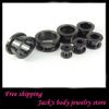 Ear plug F03 50pcslot 210mm stainless steel screw black ear plug flesh tunnel piercing body jewelry3592308