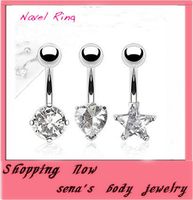 New 2015 Fashion Europestyle Belly Button Rings Stainless Steel Navel Piercing Belly Rings Body Jewelry Shiny jewel zircon buckle ring
