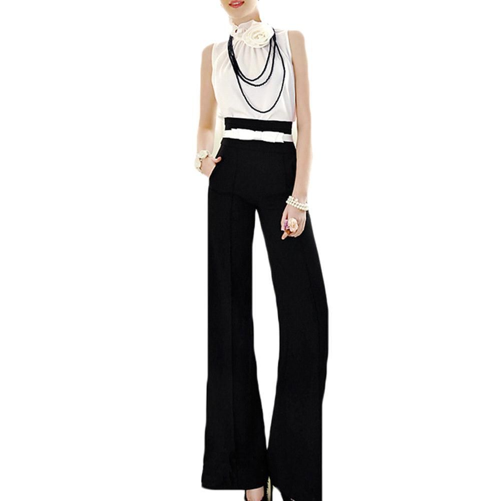 high waist flare wide leg long pants