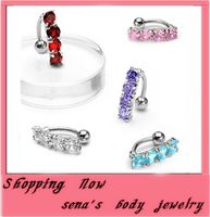 Wholesale High Quality Romantic Gem Belly Button Rings Fashion Stainless Steel Red Rhinestone Rose Navel Body Piercing Jewelry