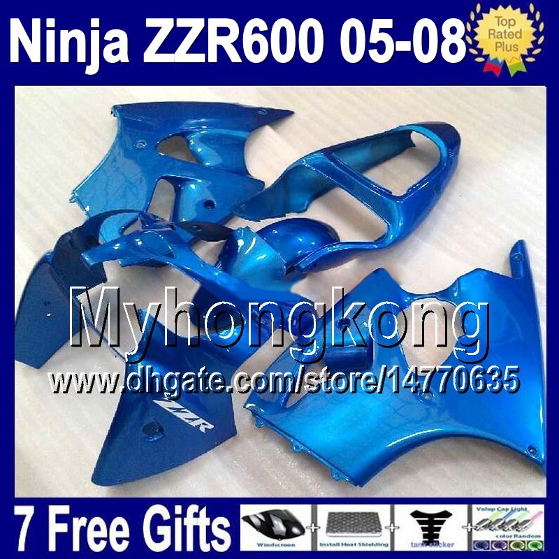 7 regali per KAWASAKI ZZR600 05 06 07 08 tutto blu ZZR 600 636 ZZR-600 13Y26 ZX636 2005 2006 2007 2008 blu lucido 100% nuovo kit carenatura