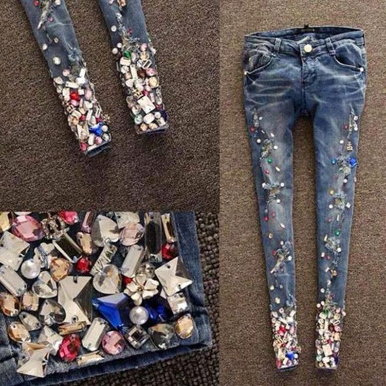 rhinestones on jeans