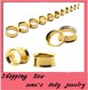 Stainless Steel gold internally Ear Tunnel Body Jewelry double Flare plugs gauges Piercing