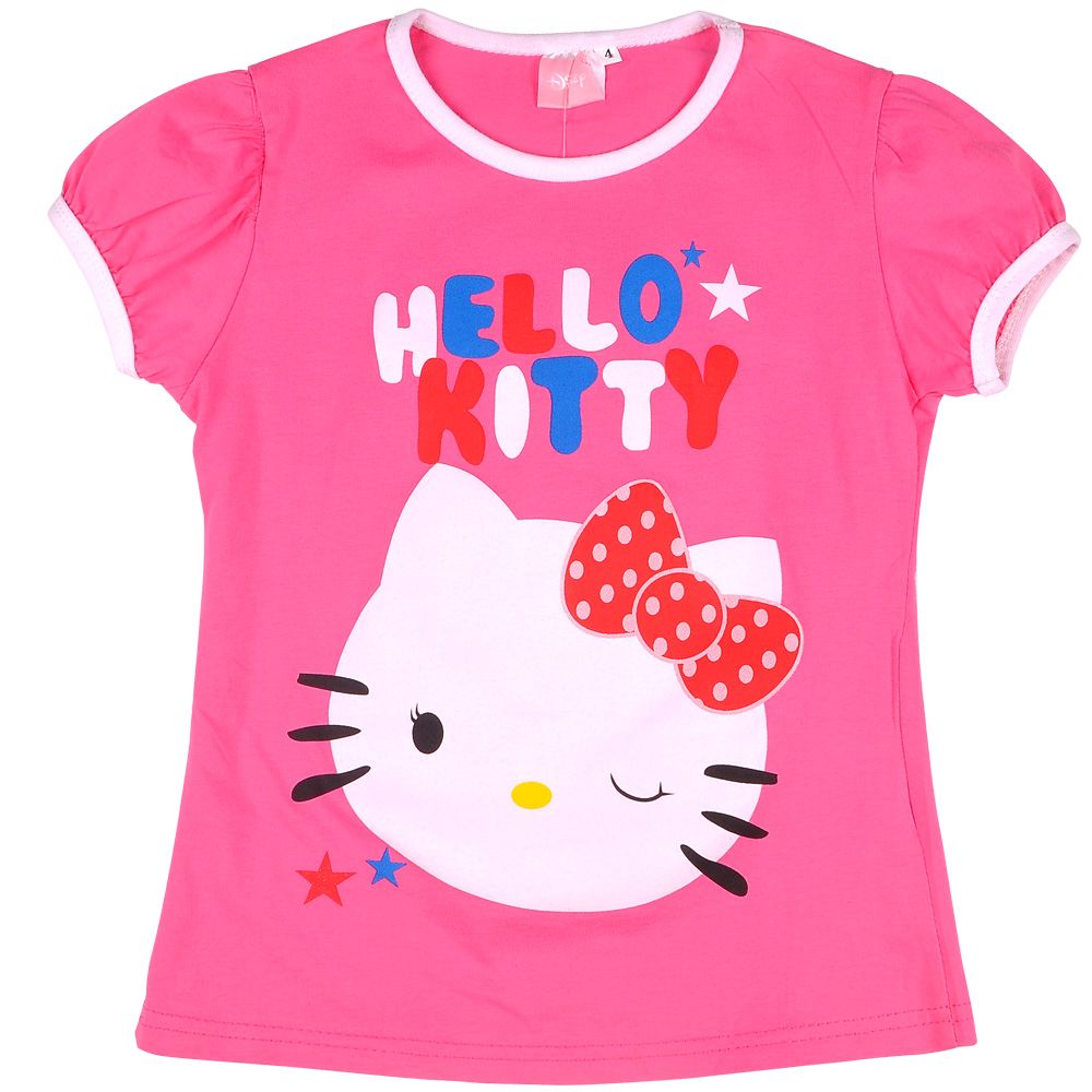 2019 In Stock Cartoon Girls Tees With Hello Kitty Red Color 100% Cotton ...