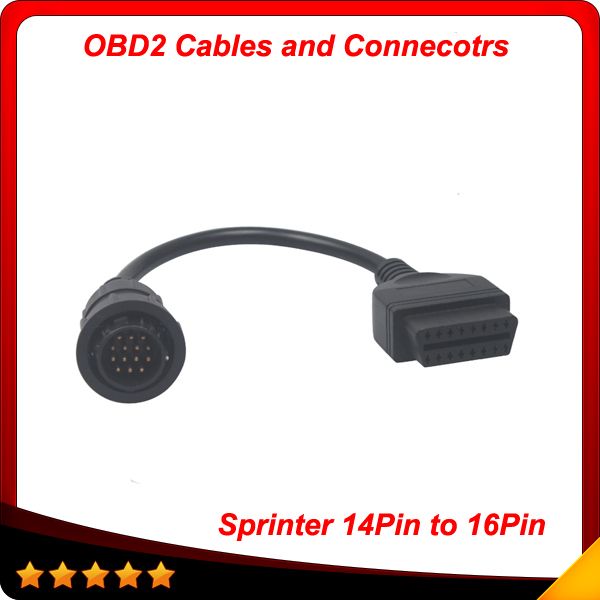 

Для Sprinter 14 Pin to 16 Pin OBD 1 2 диагностический сканер разъем кабеля высокого качества Spin