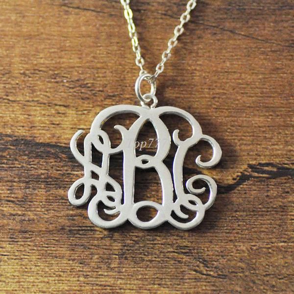Wholesale Silver Plated Personalized Monogram Necklace 3 Initial Monogram Necklace Personalized ...