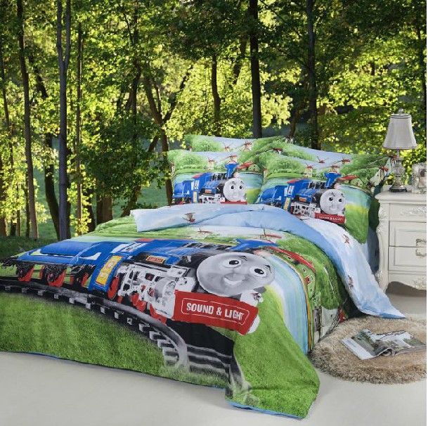 Train Thomas Kids Boys Cartoon Comforter Bedding Set Children For