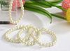 New Lots 24pcs White Beige Faux Pearl Bracelets Elastic Bridal Bracelet