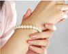 Moda 12 Uds. Pulseras de perlas de imitación blancas y Beige pulsera nupcial elástica regalo de joyería de fiesta