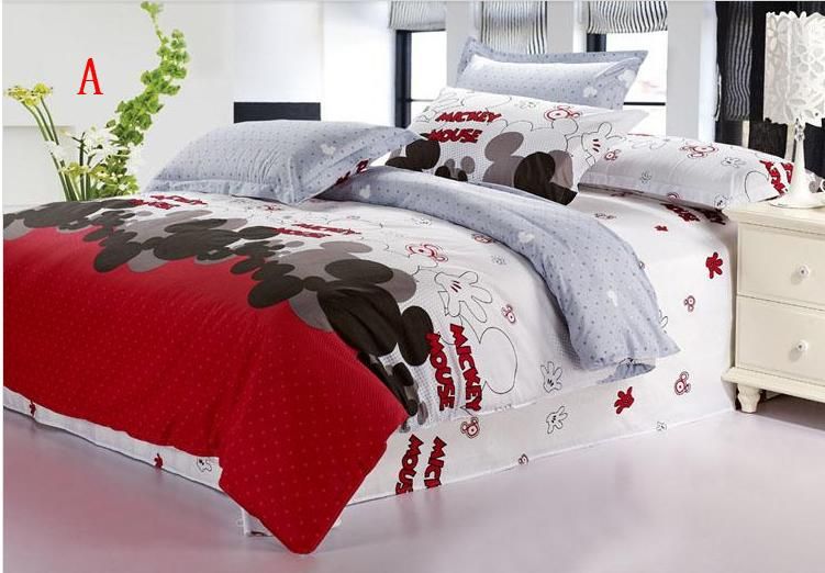 Cotton Minnie Mouse Mickey Queen, Mickey And Minnie Mouse Queen Bedding Set